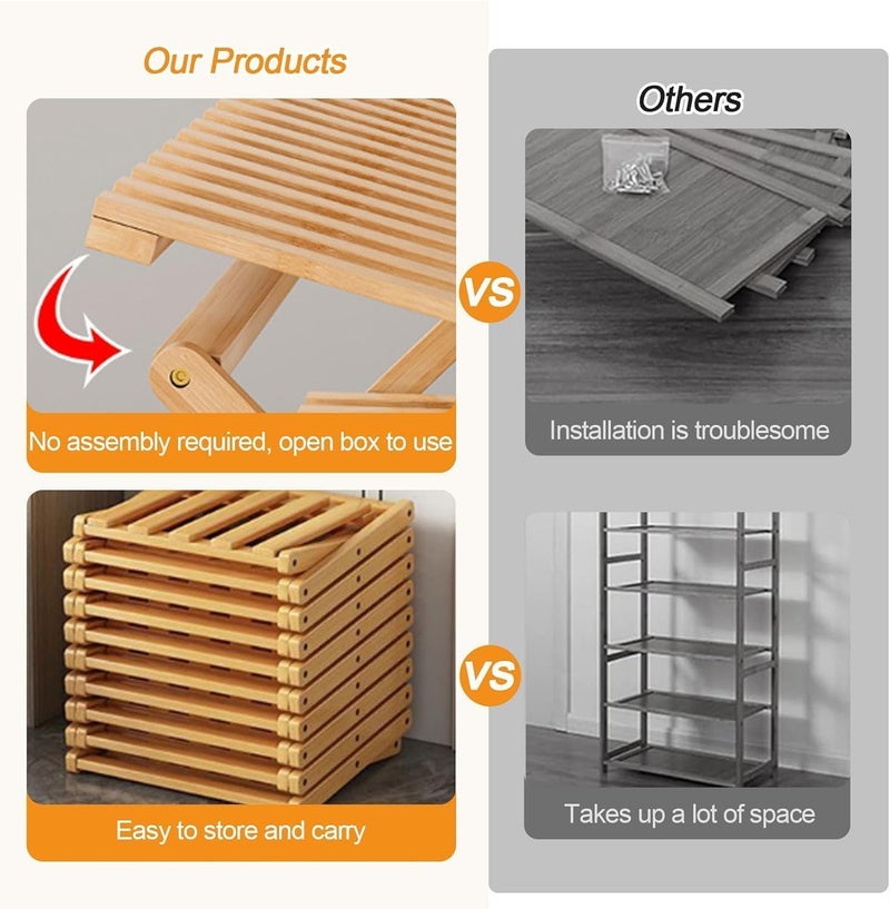 SuperRC Vertical Shoe Rack Small Narrow Shoe Racks 5-Tiers Folding Shoe Storage Rack No Installation Shoes Organizer Shelf Standing Shoe Rack for Entryway Hallway Corridor Room Corner Storage - Image 4